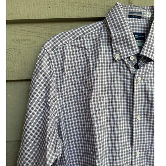 Peter Millar Collection Men’s Plaid Flex Finish Shirt Medium Brown White - Picture 3 of 6
